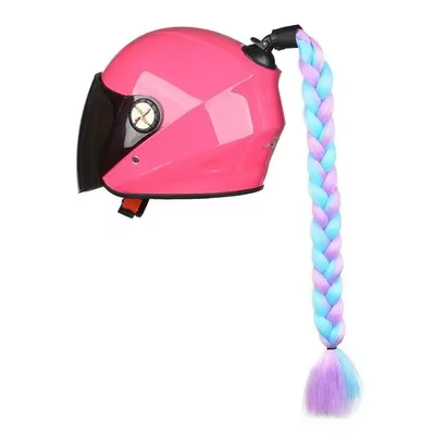 Trenza con ventosa para casco de moto – cola de caballo doble con lazo - imagen 2