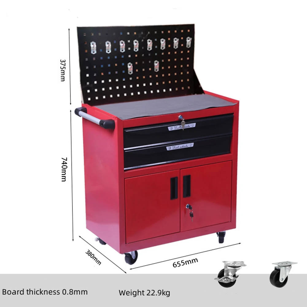 Carro de herramientas de taller de doble puerta con panel