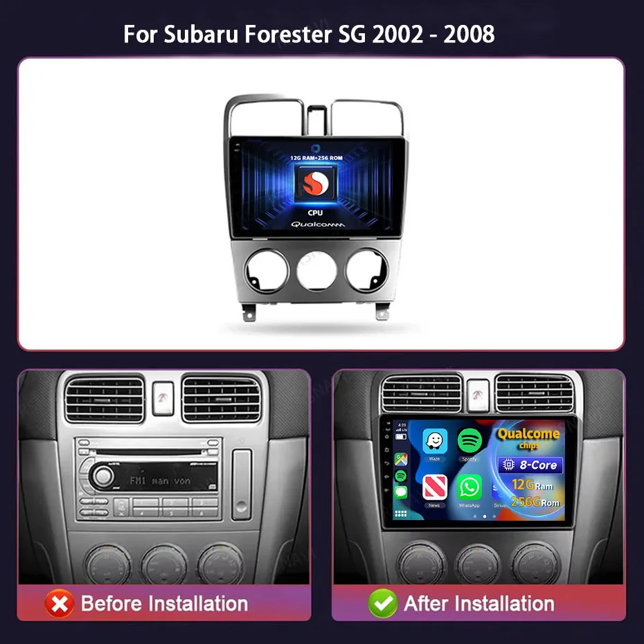 Radio Android 15 RSNAVI instalada en Subaru Forester SG