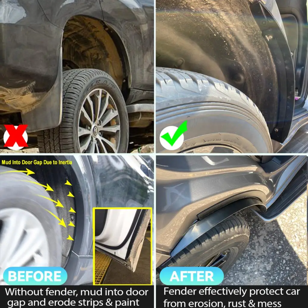 Guardabarros de rueda trasera de coche, guardabarros antisalpicaduras para Toyota Land Cruiser Prado 150 Lexus GX 2010-2022, 2 unidades - imagen 2