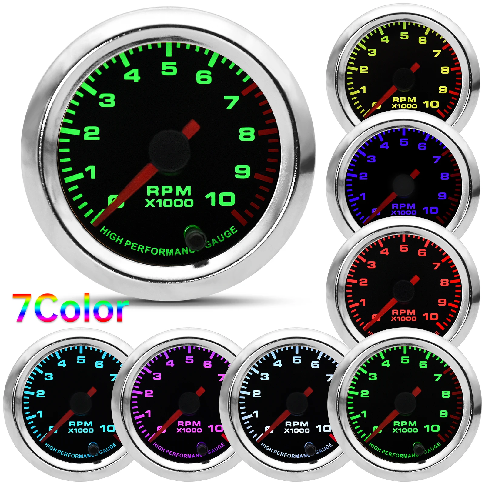 Tacómetro LED universal 0-10000 RPM 52 mm para coche 12V - imagen 2