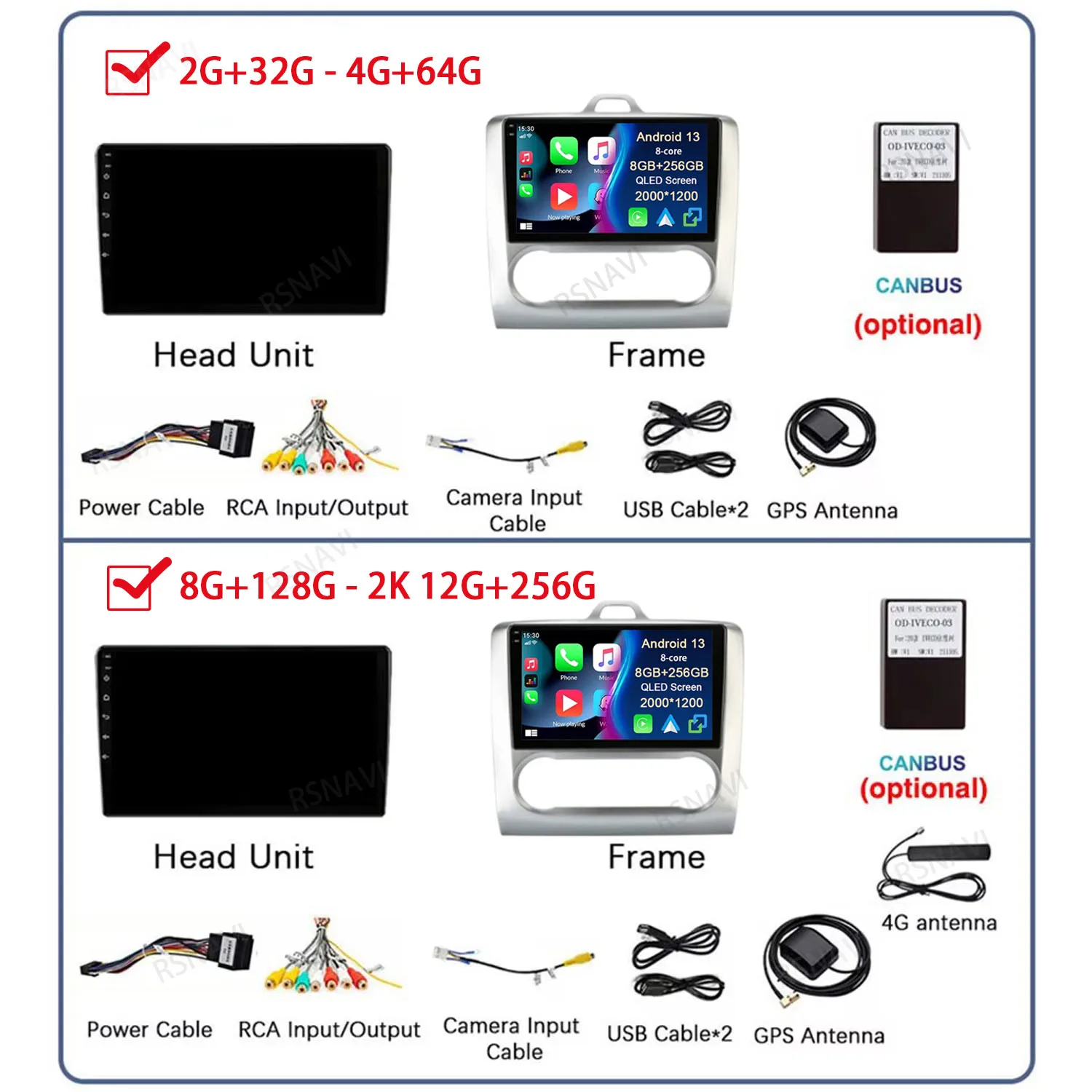 Radio Android Ford Focus Mk2 Mk3 - CarPlay GPS 4G - imagen 2