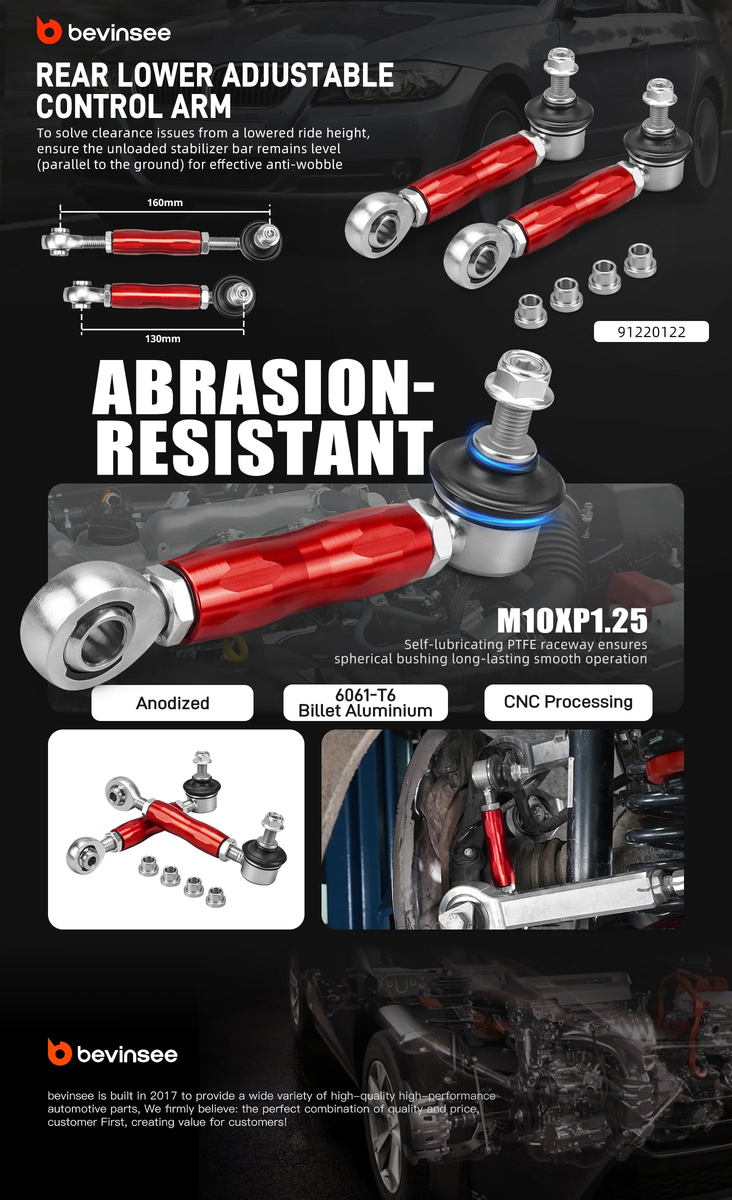 Detalle del casquillo esférico PTFE del kit estabilizador