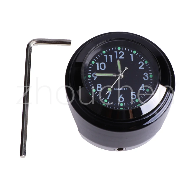 Reloj de cuarzo luminoso para moto, aluminio cromado, montaje en manillar