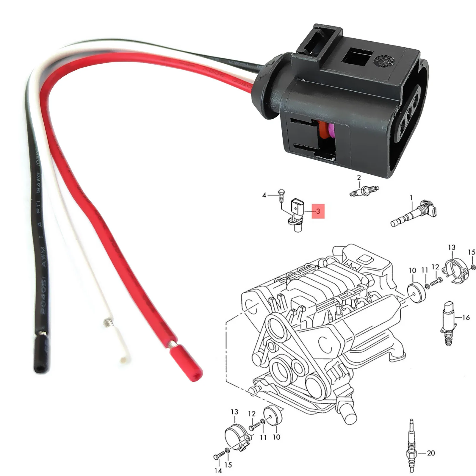 Sensor posición árbol de levas 8K0973703 – Audi A1 A3 A4 - imagen 5