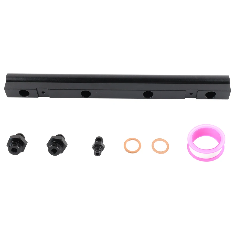 Vista frontal del kit de riel de combustible billet