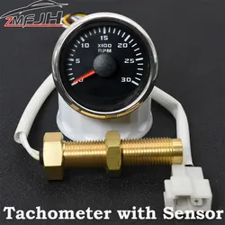 Tacómetro universal 52 mm con sensor M16/M18 y luz roja – 8000 RPM