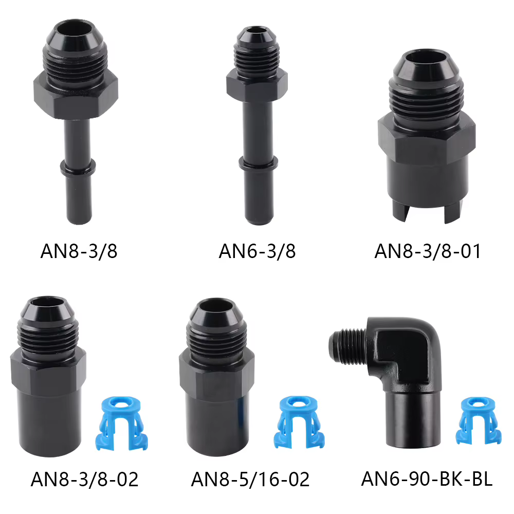 Conector rápido EFI de aluminio negro para línea de combustible