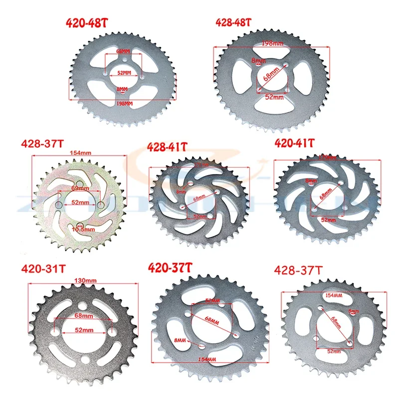 Corona trasera para ATV, quad y pit bike con cadena 420/428