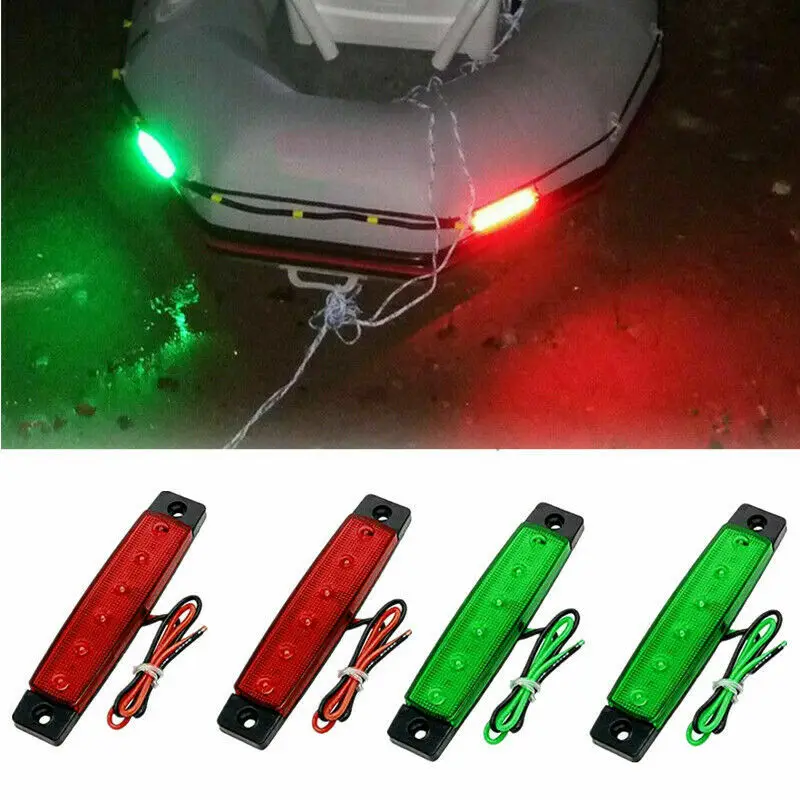 Juego de luces LED de navegación rojas y verdes para barco