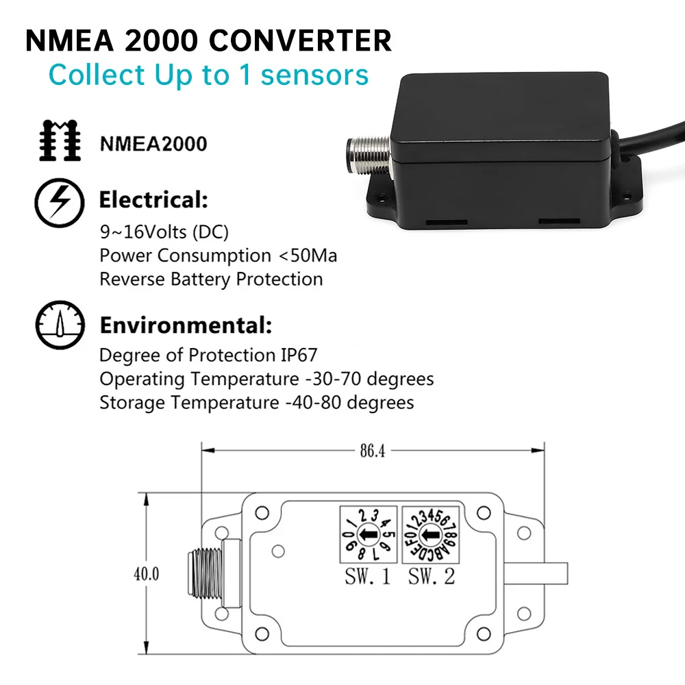 Convertidor NMEA2000 multifunción para señal de tanque y yate marino - imagen 3