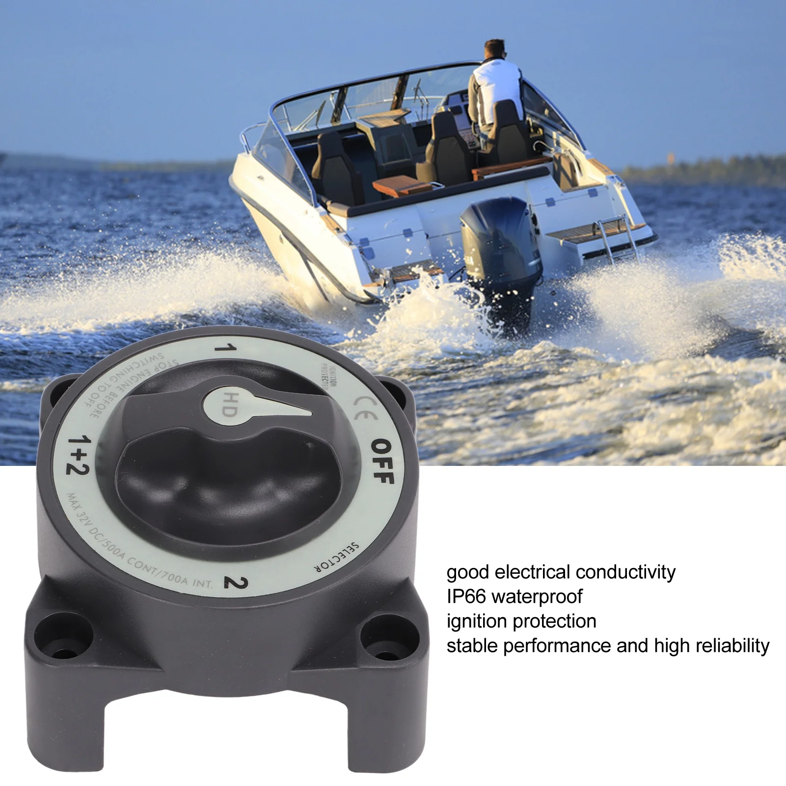 Desconectador selector de batería marino impermeable de cobre - imagen 3