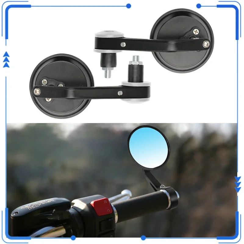 Espejos universales de aleación de aluminio para motocicleta, espejo lateral redondo, extremo de barra plegable, conversión de moto, manillar de cereza