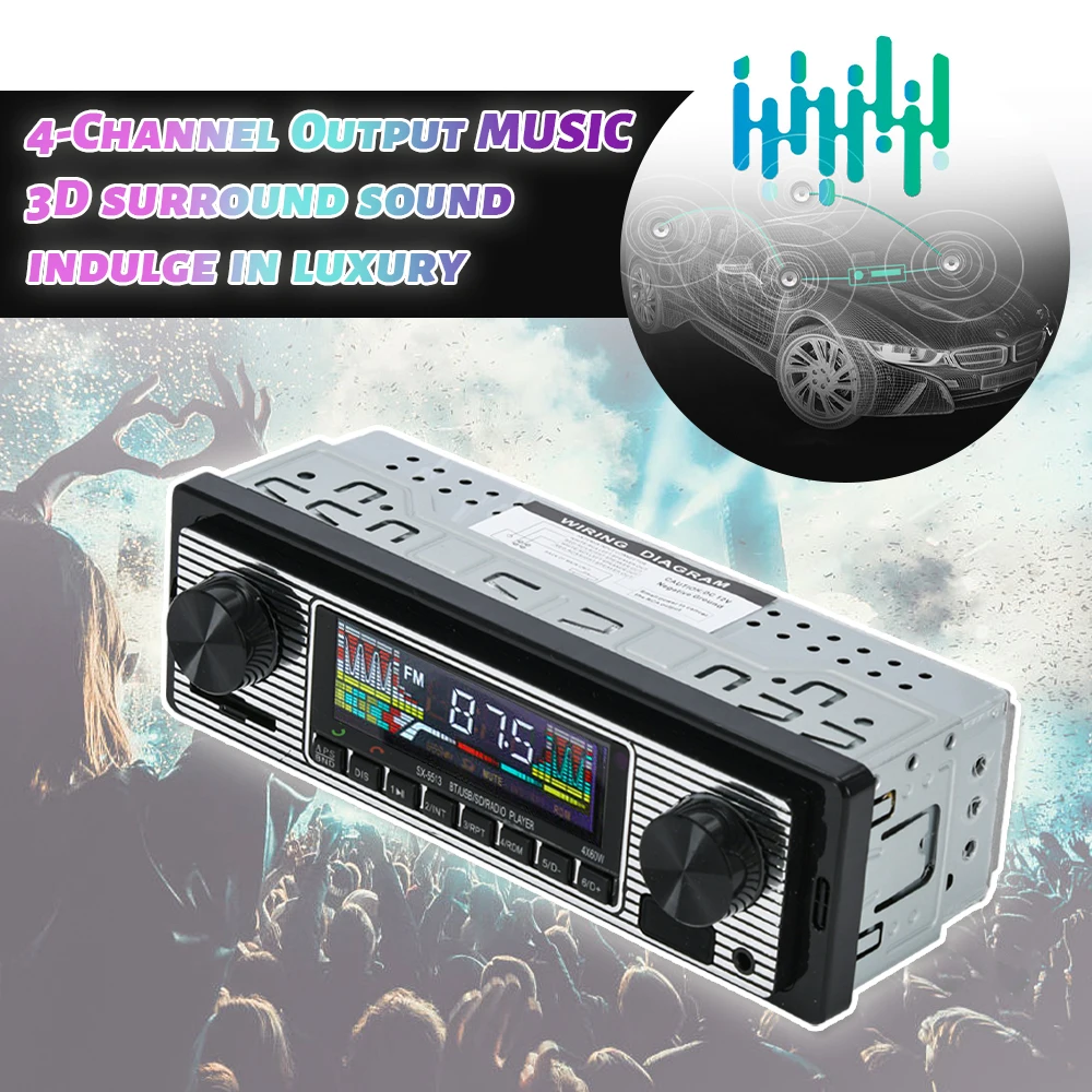Radio coche vintage MP3 Bluetooth 12V - imagen 4