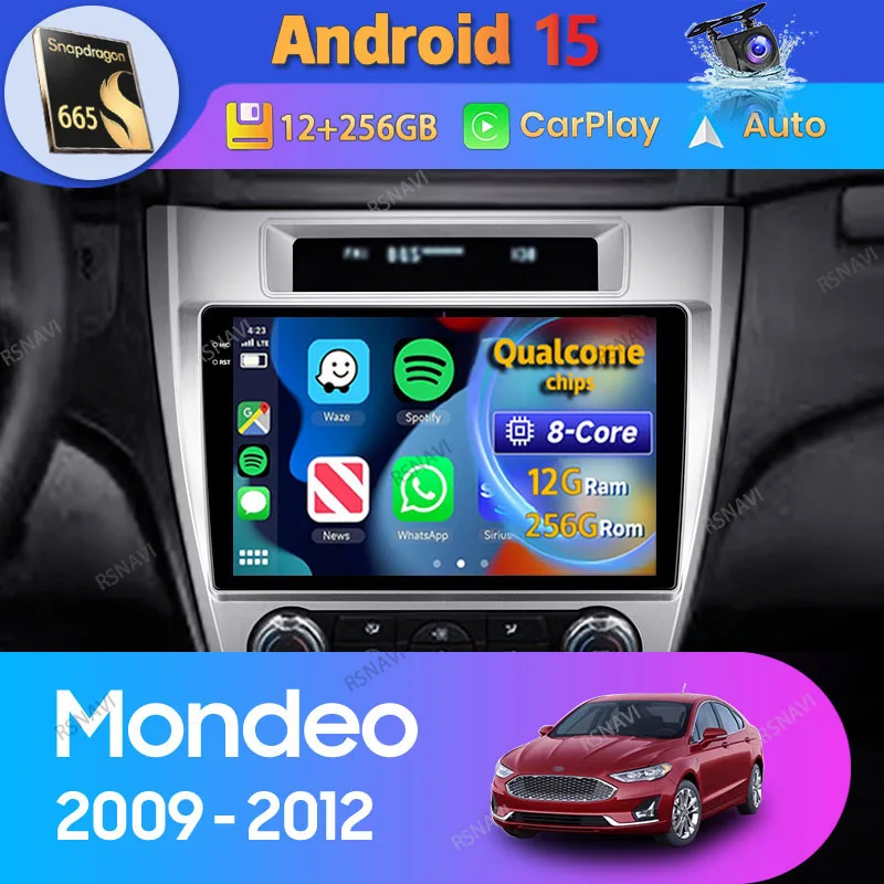 Radio Android CarPlay con GPS y cámara 360 para Ford Mondeo 2009-2012