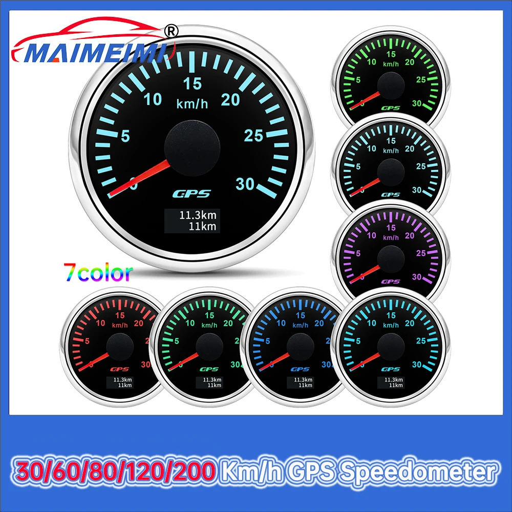 Velocímetro GPS digital 52mm con antena y luz RGB para auto y camión