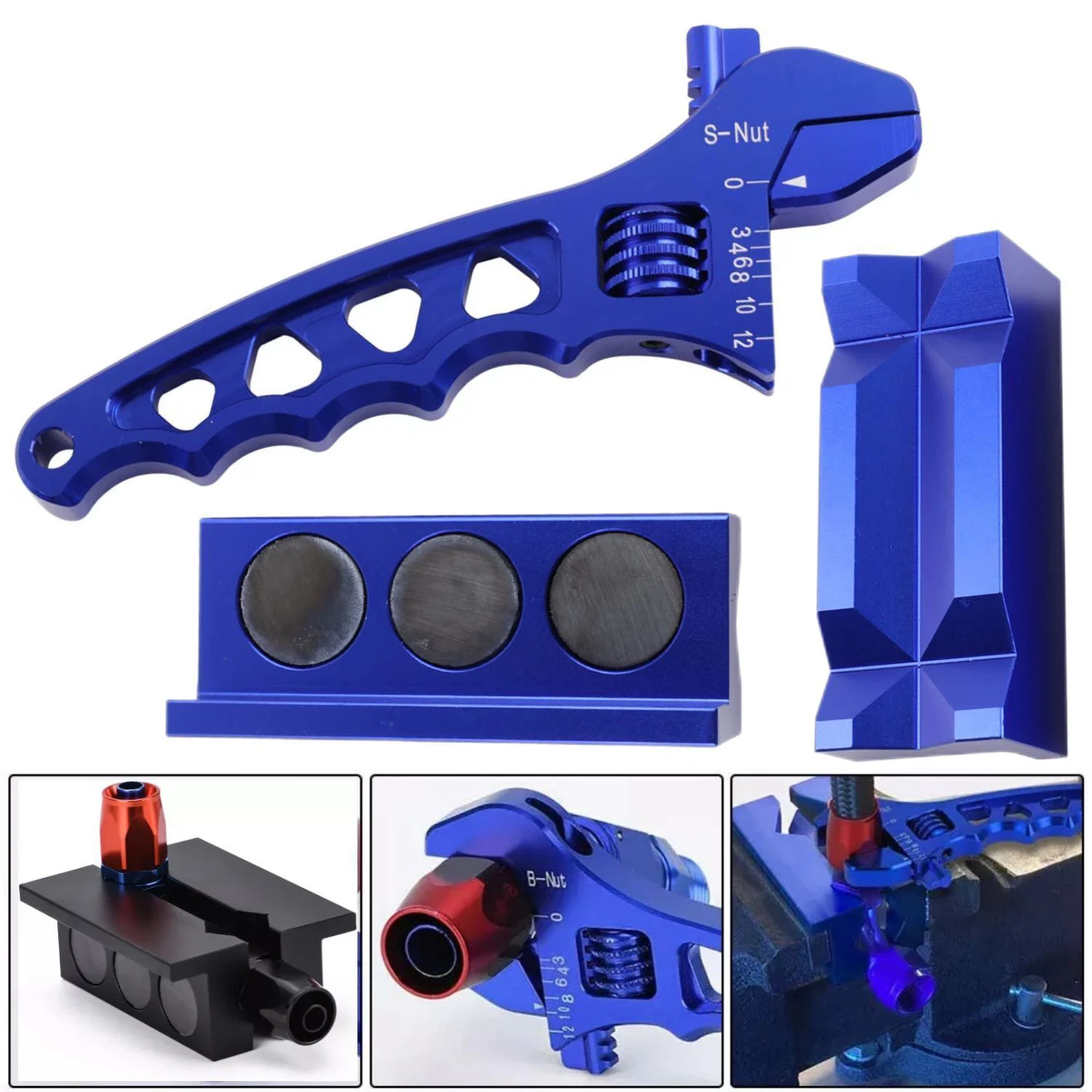 Llave ajustable de aluminio azul para conexiones AN