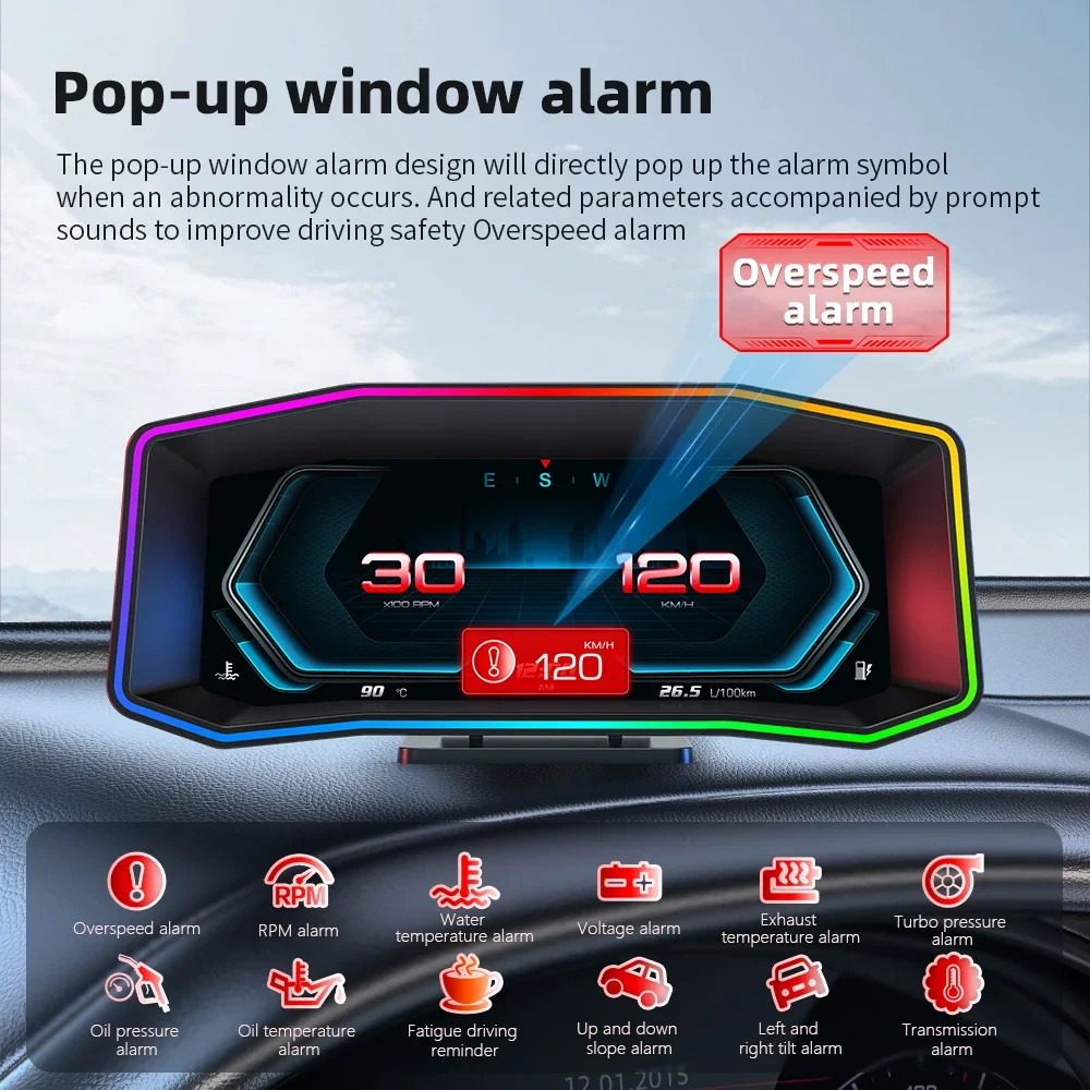 AD Pantalla HUD con OBD y GPS dual, alarma y ordenador a bordo - imagen 3