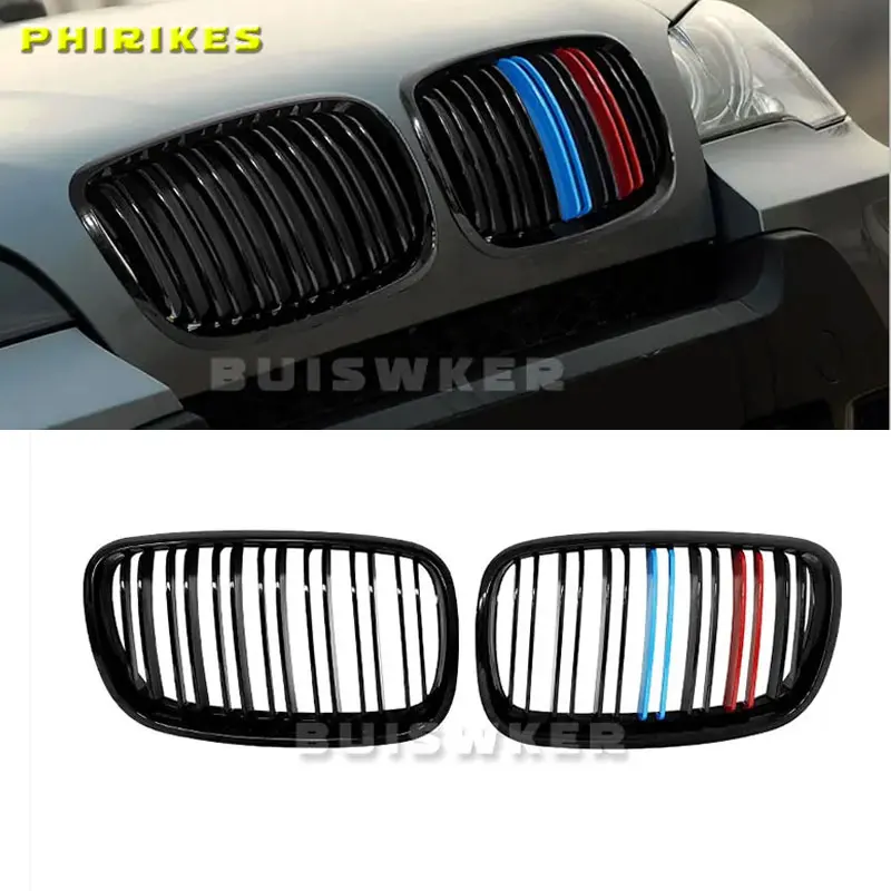 Parrilla delantera doble listón negro brillante – BMW X5 E70 X6 E71 2008-2013