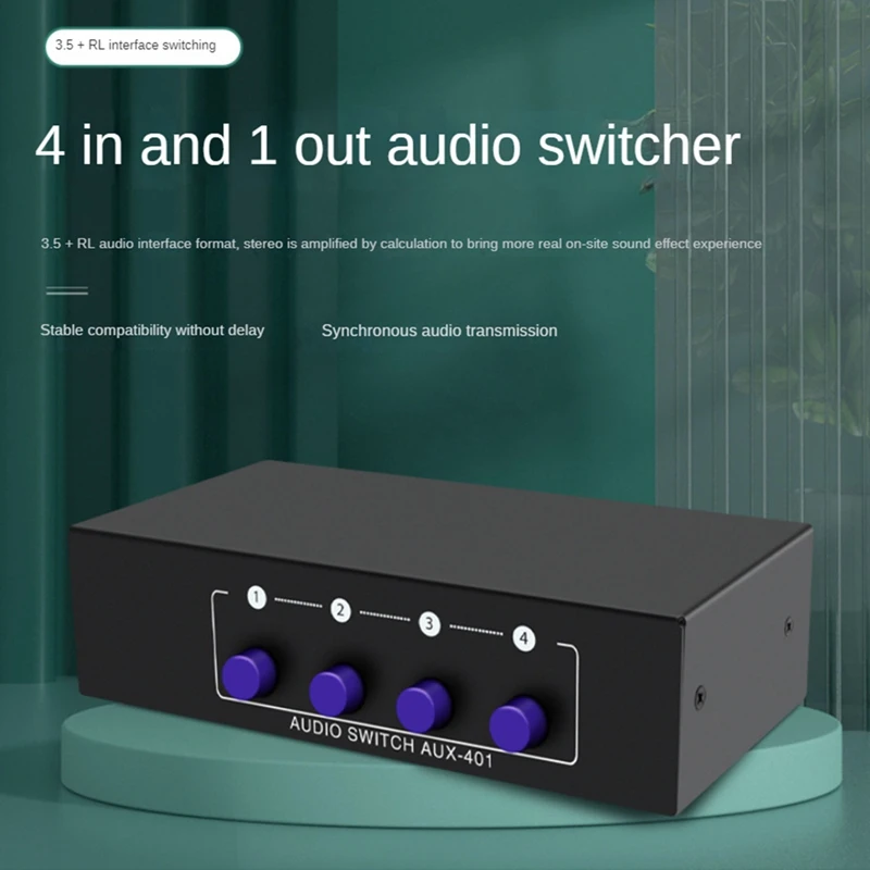 Selector conmutador audio estéreo 4x1 RCA AUX 3.5mm - imagen 4
