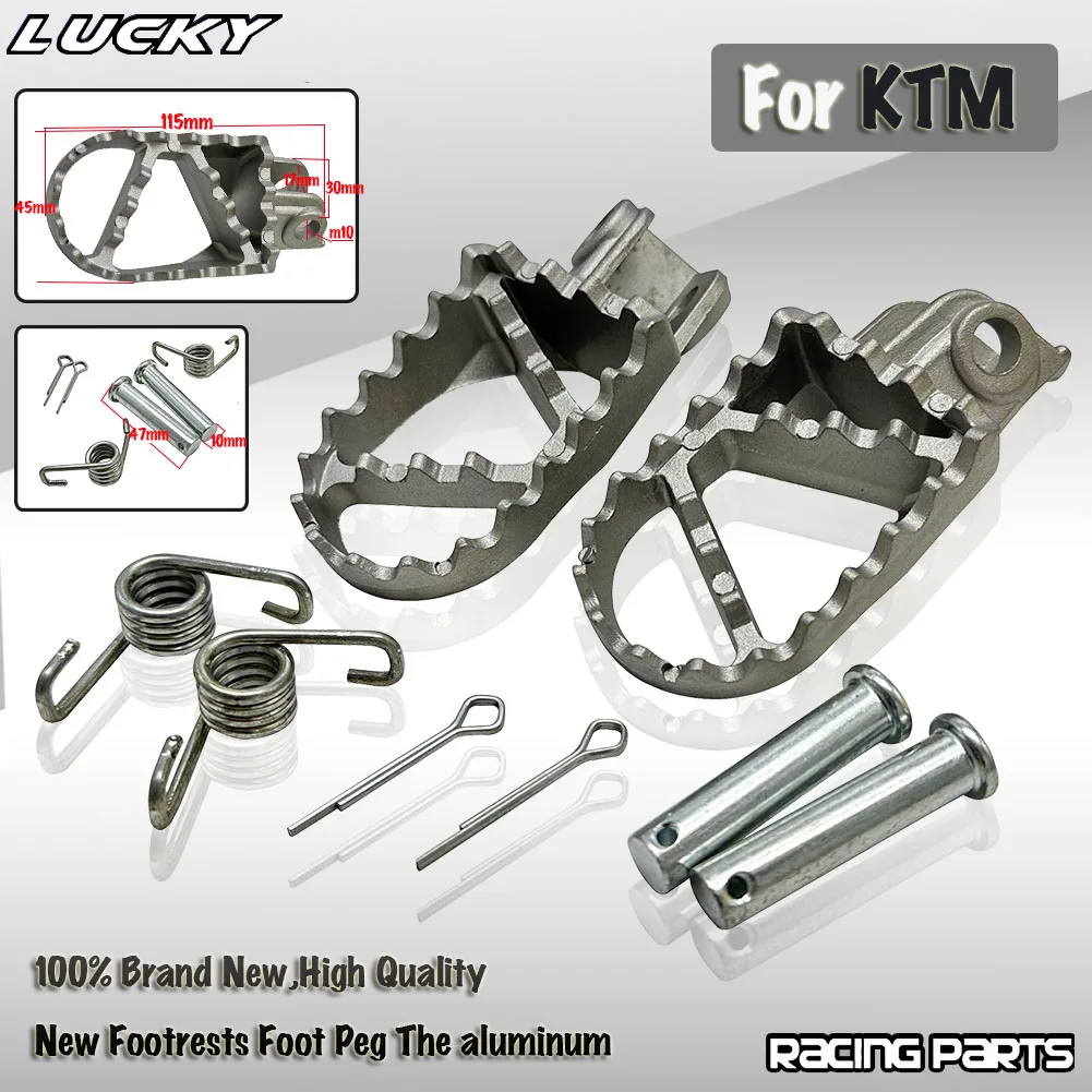 Detalle de los pedales de aluminio para motocross
