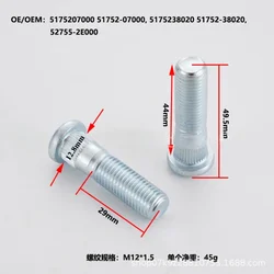 Espárragos de rueda estriados M12x1,5 para Hyundai Kia