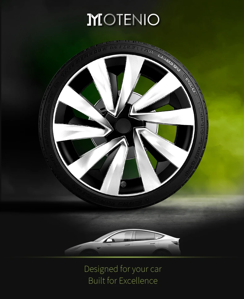 Juego de cuatro tapacubos de 19 pulgadas con diseño tipo turbina para Tesla Model Y Juniper