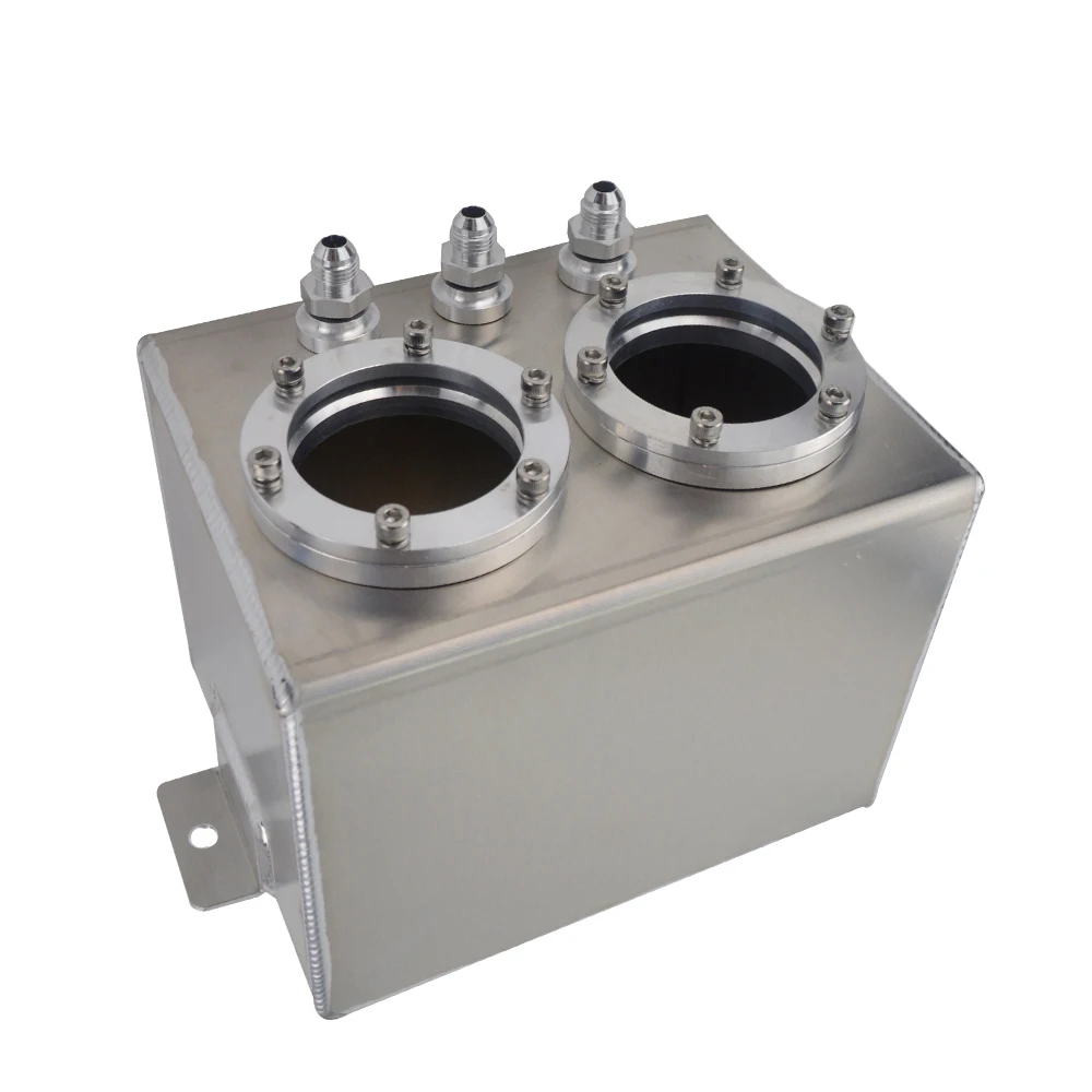 PQY - Tanque de sobretensiones/tanque de sobretensión de combustible de aluminio de doble palanquilla de 3L sin bomba de combustible 044 plateado/negro PQY-TK84 - imagen 5