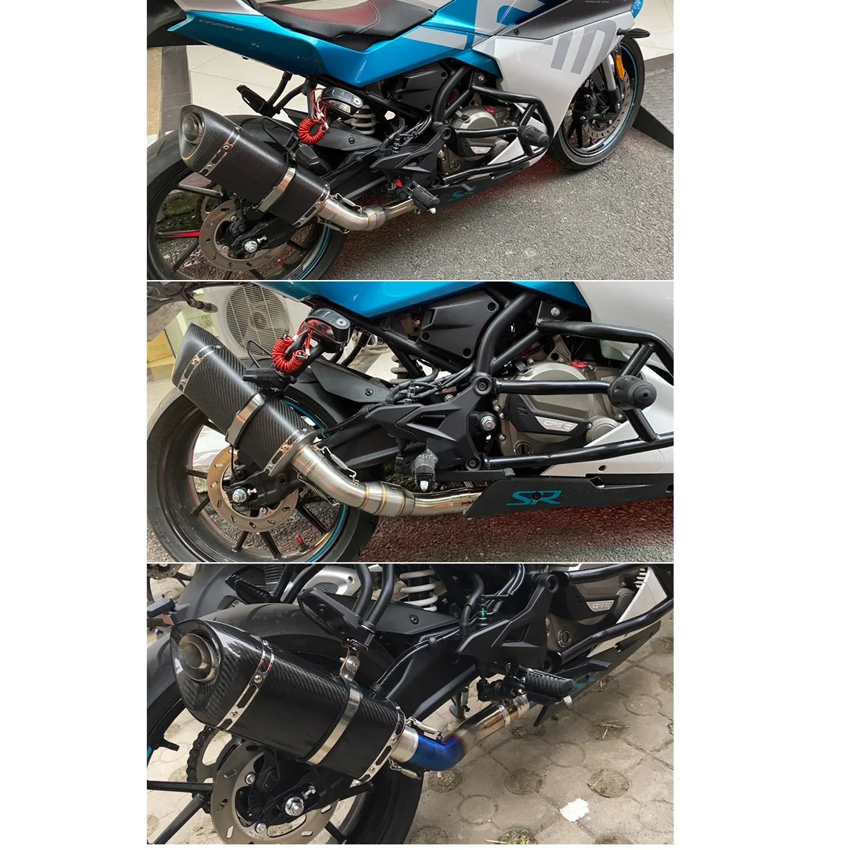 Tubo de enlace instalado en motocicleta NK250
