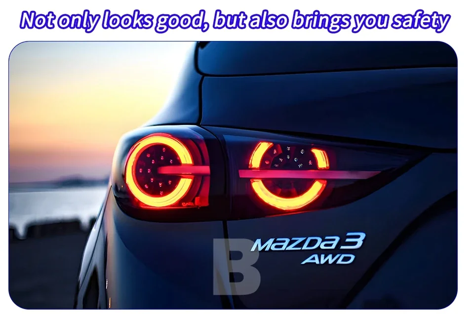 Vista del conjunto de luces traseras LED para Mazda 3 Axela