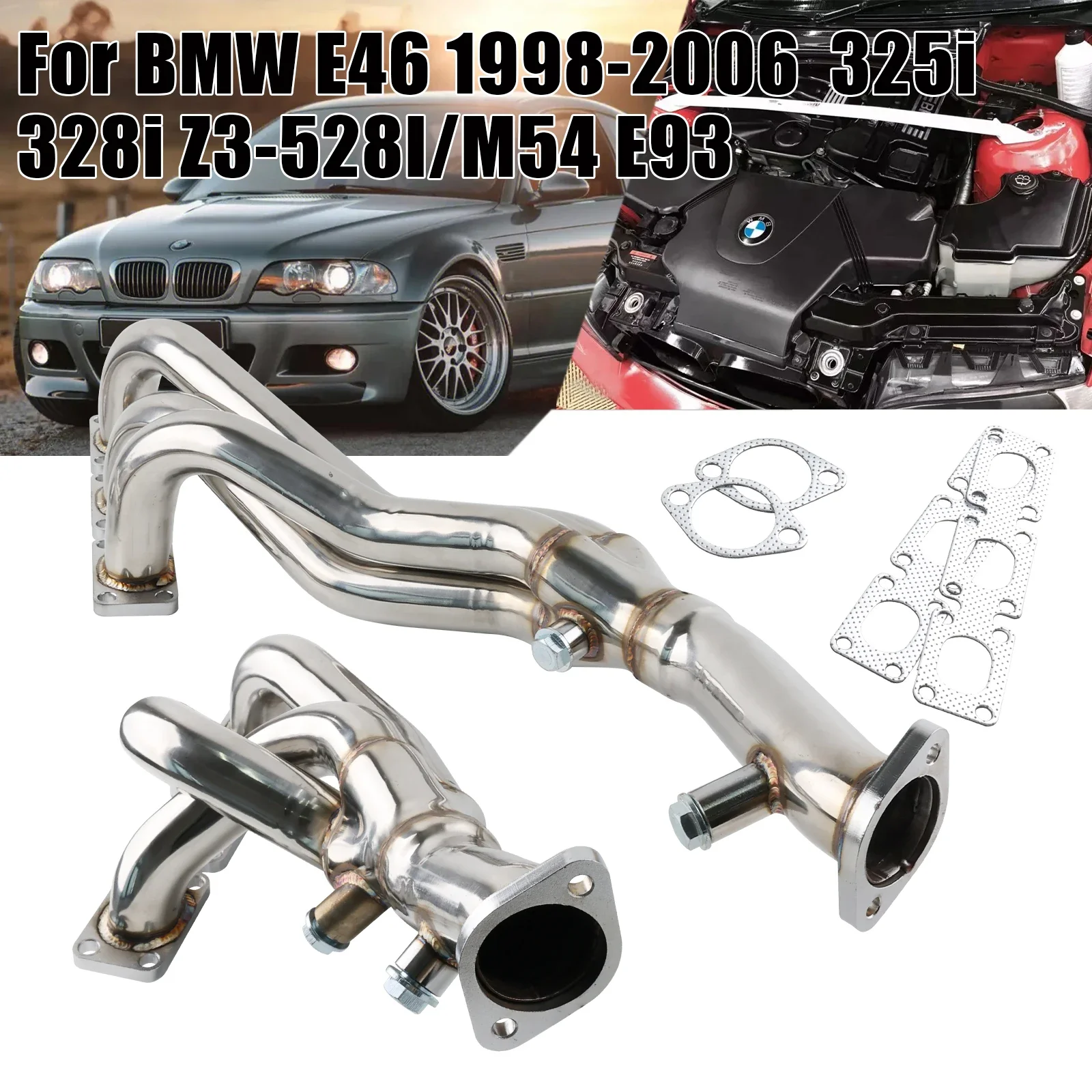 Colector de escape acero inoxidable BMW E46 323i 328i M54 - imagen 4