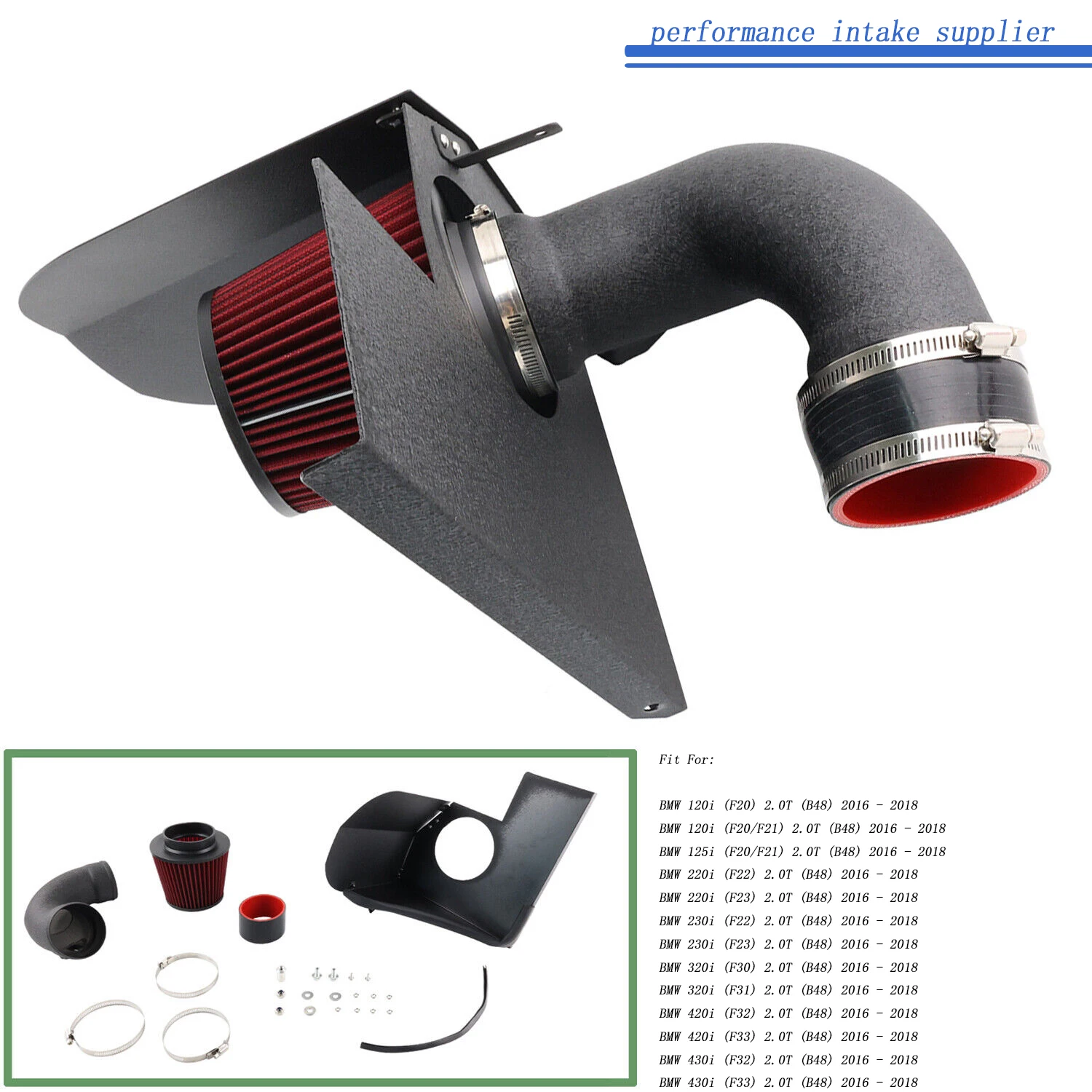Kit filtro aire inducción alto rendimiento BMW 120i 220i 320i B48 2.0T