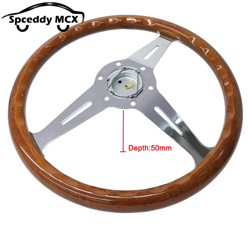 Volante deportivo clásico de madera y aluminio pulido 350 mm para avión - imagen 5