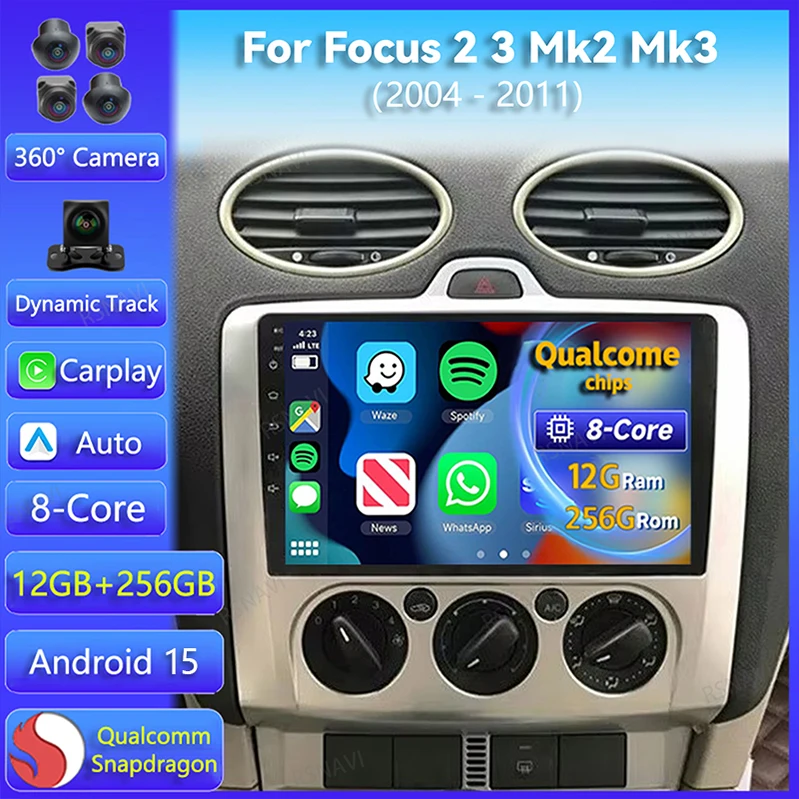 Android 15 CarPlay Auto para Ford Focus 2 3 Mk2 Mk3