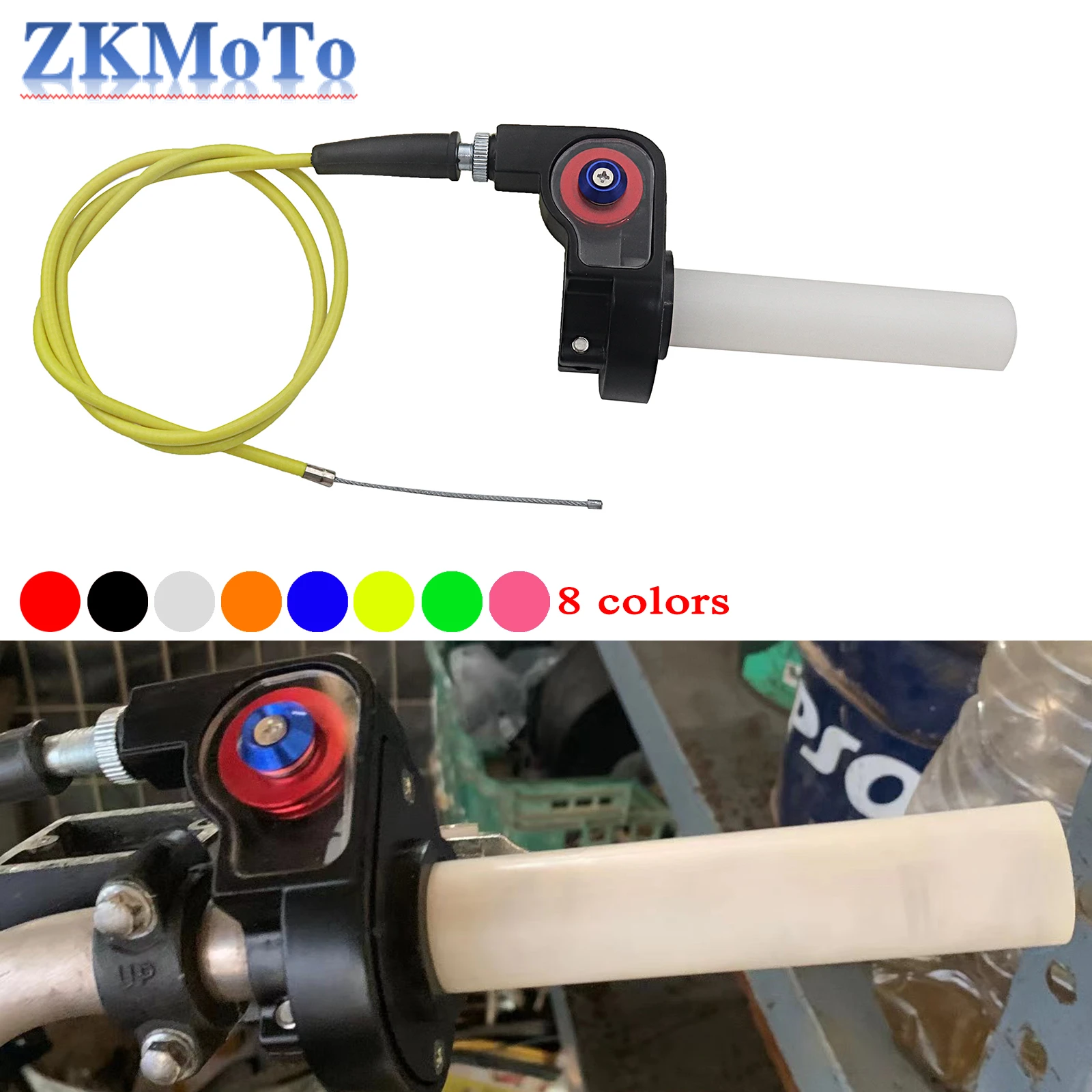 Alconstar Racing mango de aluminio empuñadura de acelerador empuñaduras de mano 1/4 ajuste de acelerador de Gas de giro rápido con Cable de acelerador para KT CRF