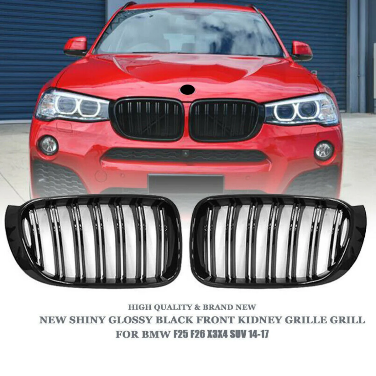 1 par de rejillas de carreras de riñón de parachoques delantero para BMW X3 X4 F25 F26 2014-2017