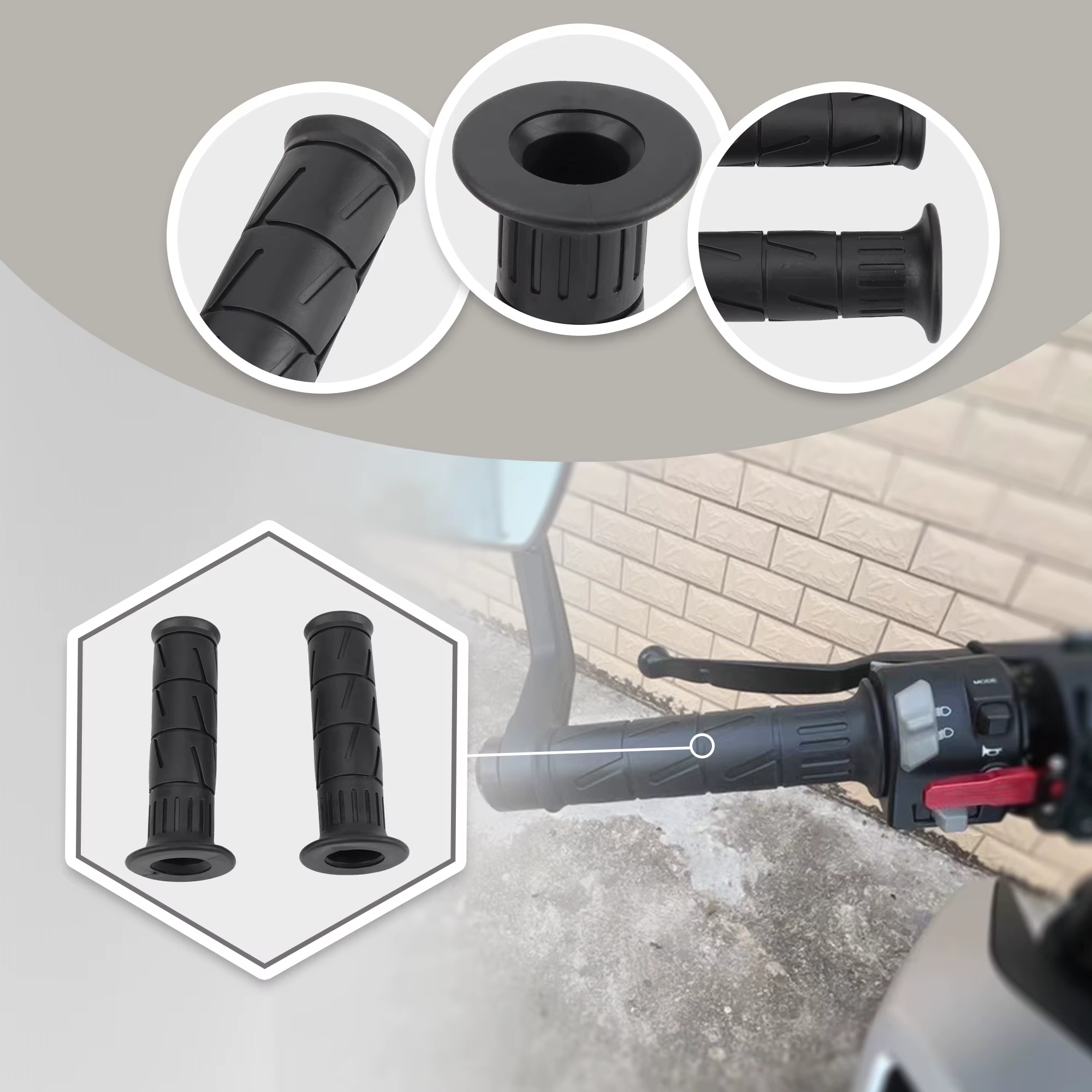 Puños universales de goma para moto 22 mm, 7/8 pulgadas - imagen 2