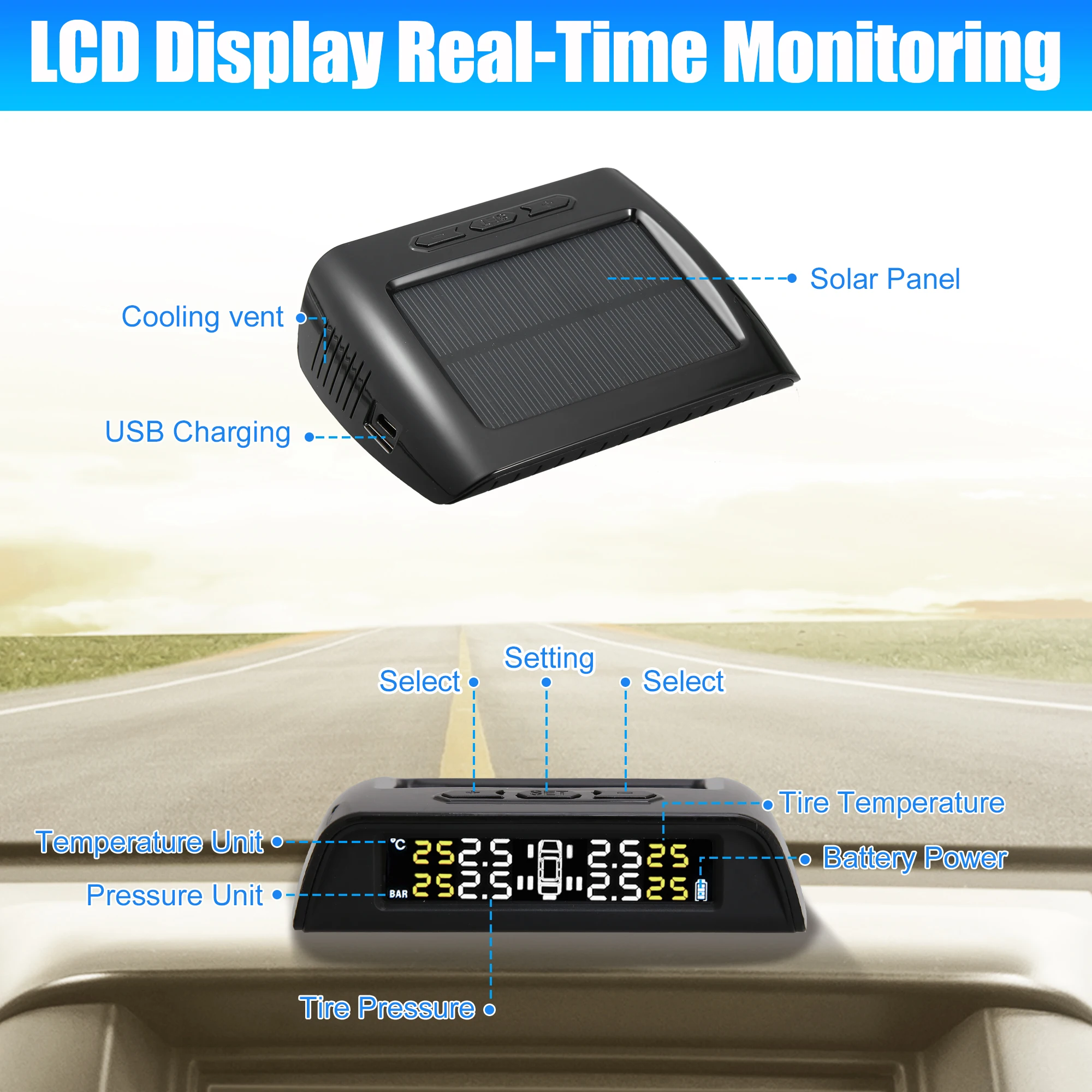 Monitor TPMS presión neumáticos Autohaux – para remolque y caravana - imagen 3