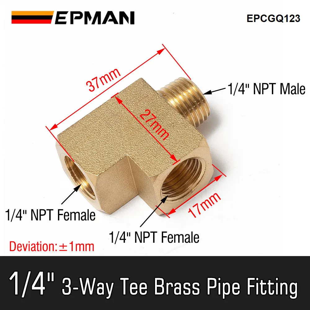Racor T latón EPMAN rosca 1/4 NPT hembra-macho para aceite y gas - imagen 2