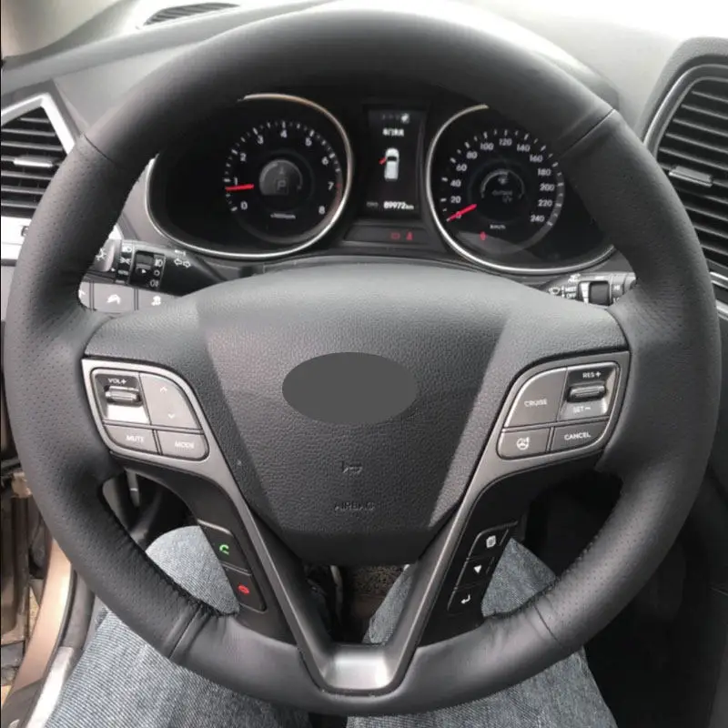 Trenza volante cuero perforado cosida a mano – Hyundai Santa Fe 13-18 - imagen 2