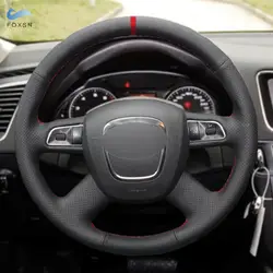 Protector de volante de cuero rojo para Audi A3 A4 A5