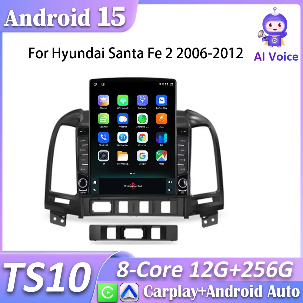 Autoradio GPS Hyundai Santa Fe 2 2006-2012 con Android Auto y Carplay