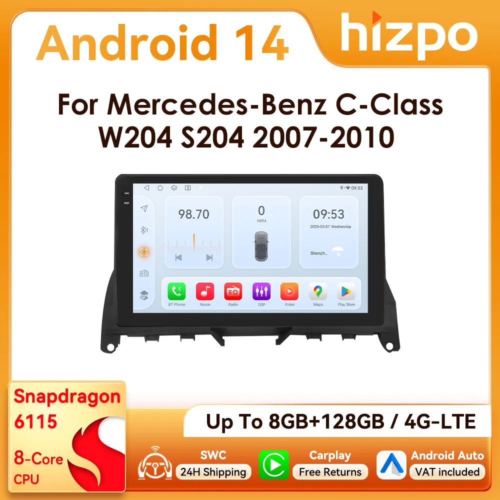 Hizpo radio con Android Auto para Mercedes Clase C W204 2007-2010