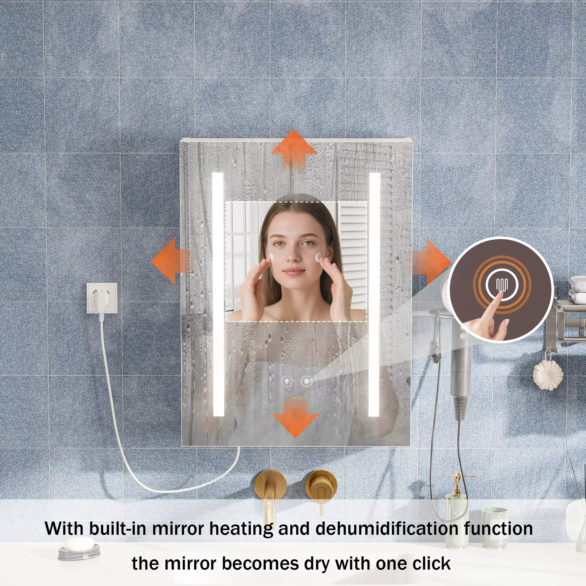 Mueble de baño con espejo LED antivaho y 3 tonos de luz - imagen 5