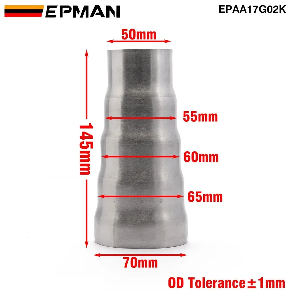 Adaptador reductor de escape EPMAN aceroinox 50 a 70mm universal - imagen 2