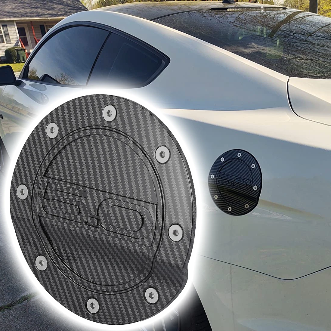 Cubierta de puerta de combustible, tapa de tanque de llenado de combustible de Gas para Ford Mustang 2015-2022 - imagen 5