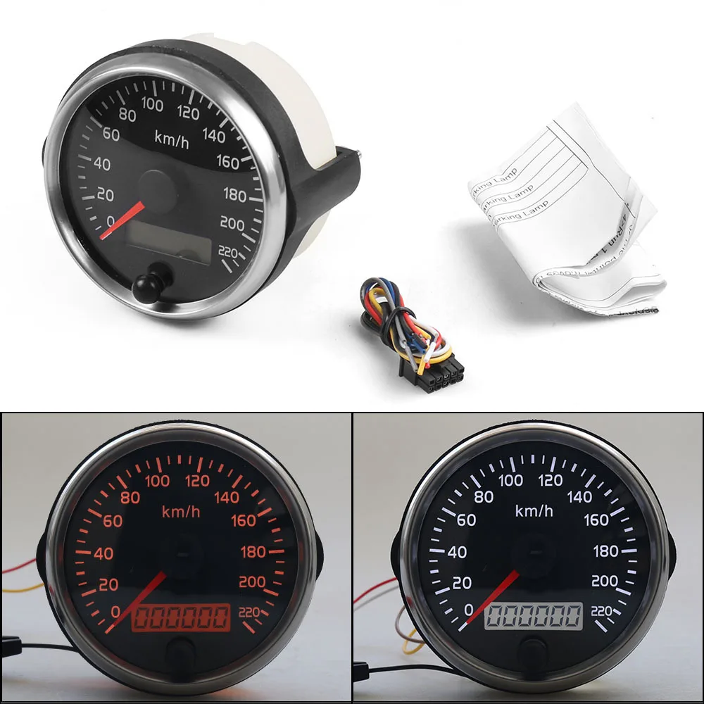 Velocímetro digital LCD 85mm 220 km/h universal