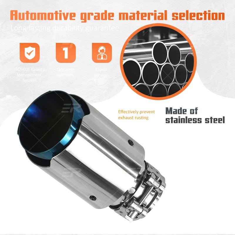Punta de Escape Inoxidable 89mm Universal – Boquilla Silenciador Coche Modificado - imagen 3