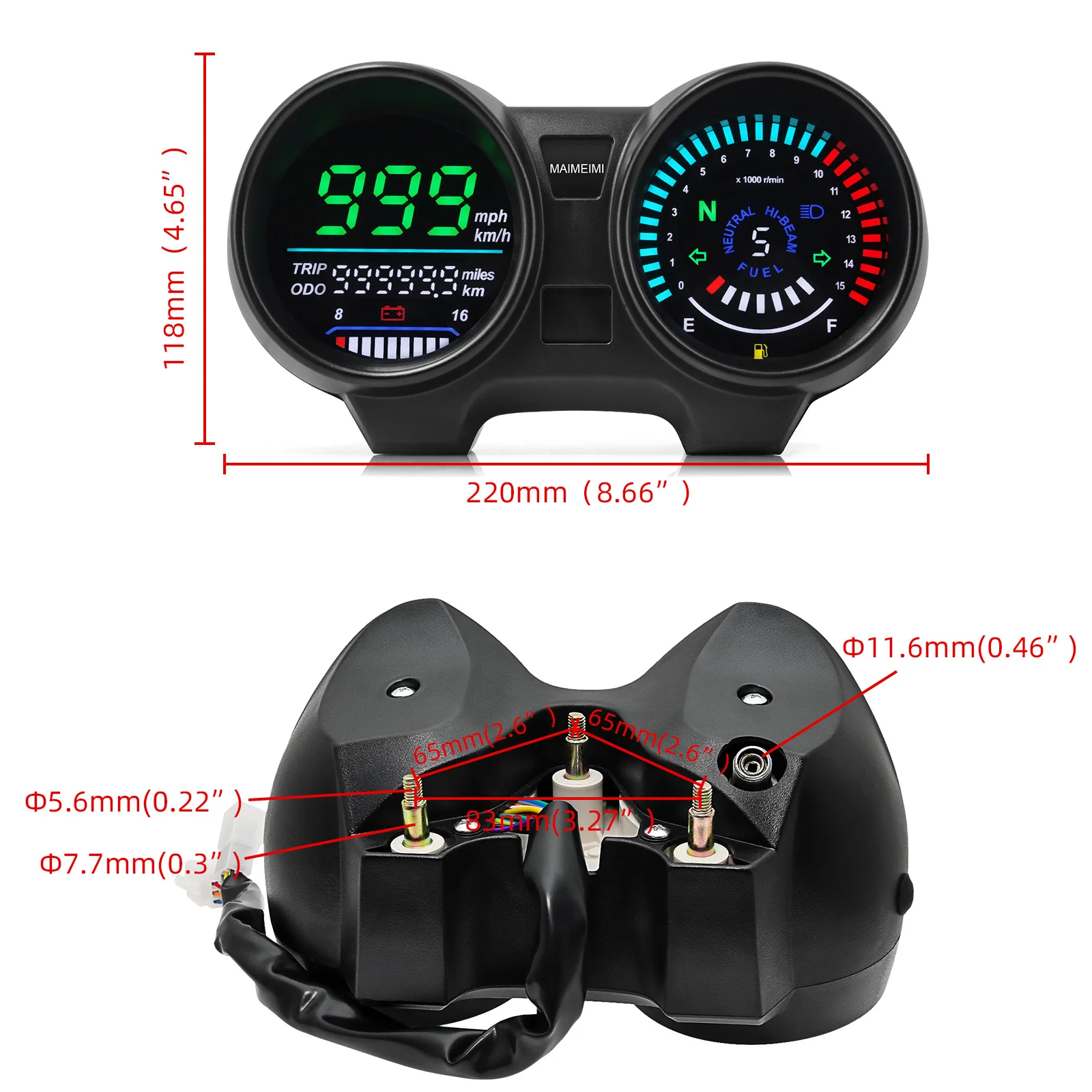 Velocímetro digital LED verde Honda CG 150 Titan/Fan 2010-2012 - imagen 4