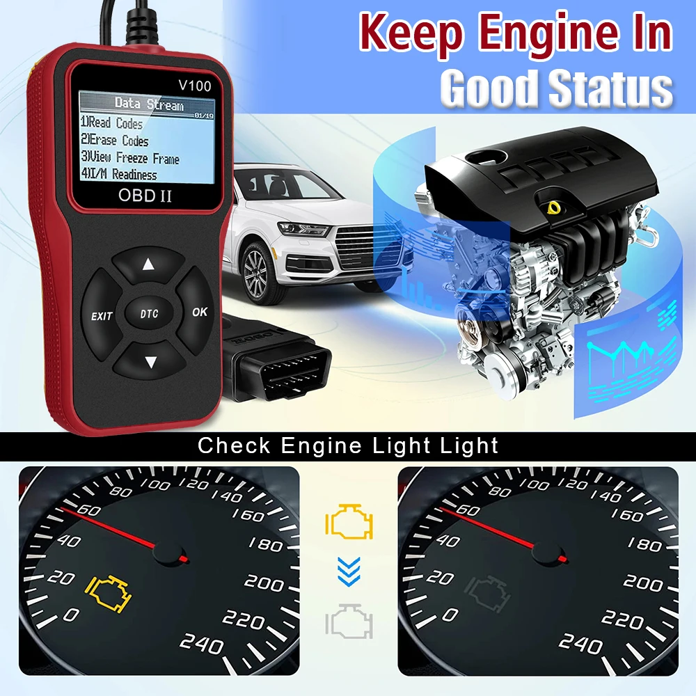 Lector de códigos OBD2 V100 universal con pantalla digital - imagen 4